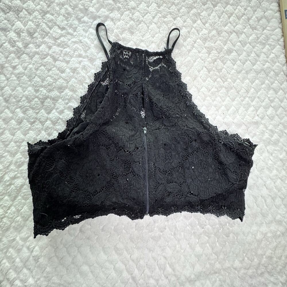 Women’s Halter Top Cropped Sequined Party Black Size Small - Picture 2 of 10